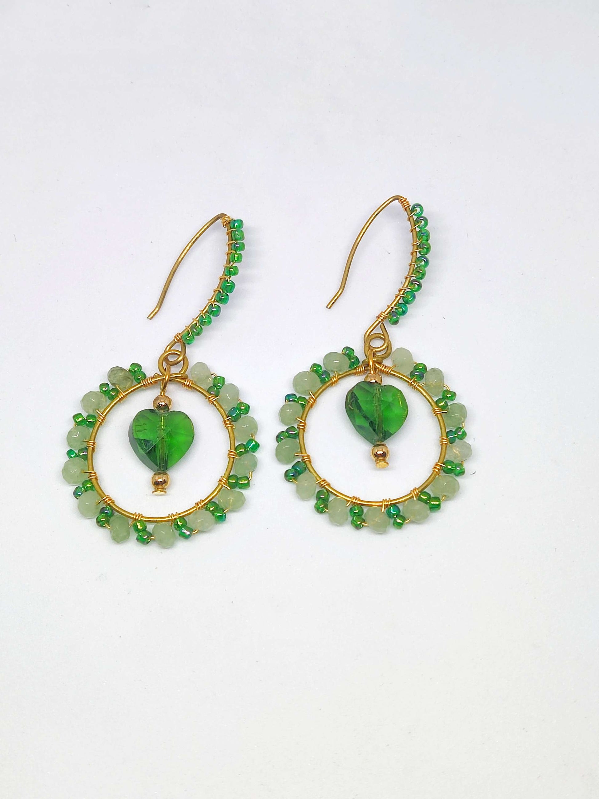 Green wire wrap earrings