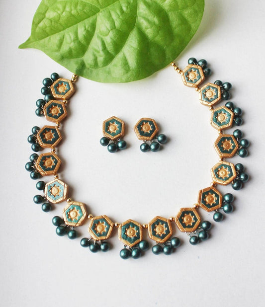 Green Glory Necklace terracotta jewelry set