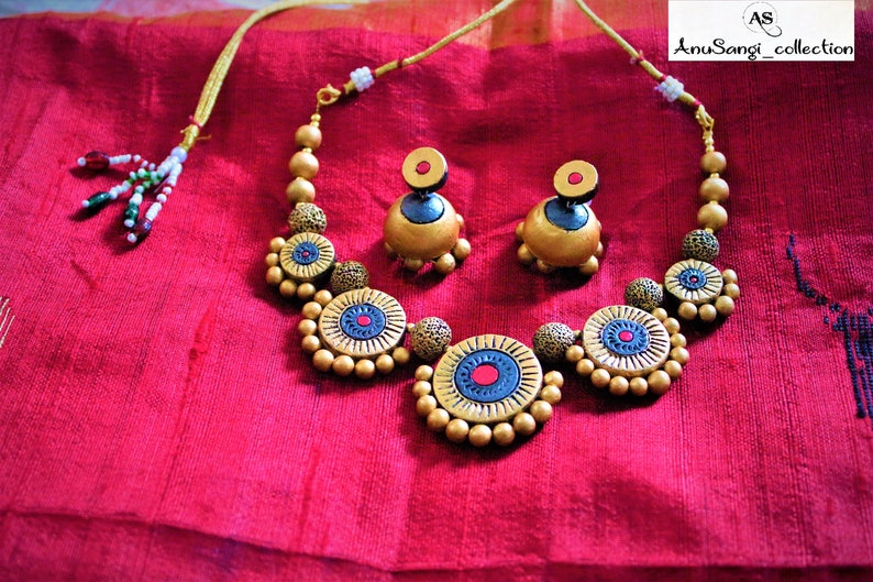 Terracotta Necklace choker style jewelry set for women