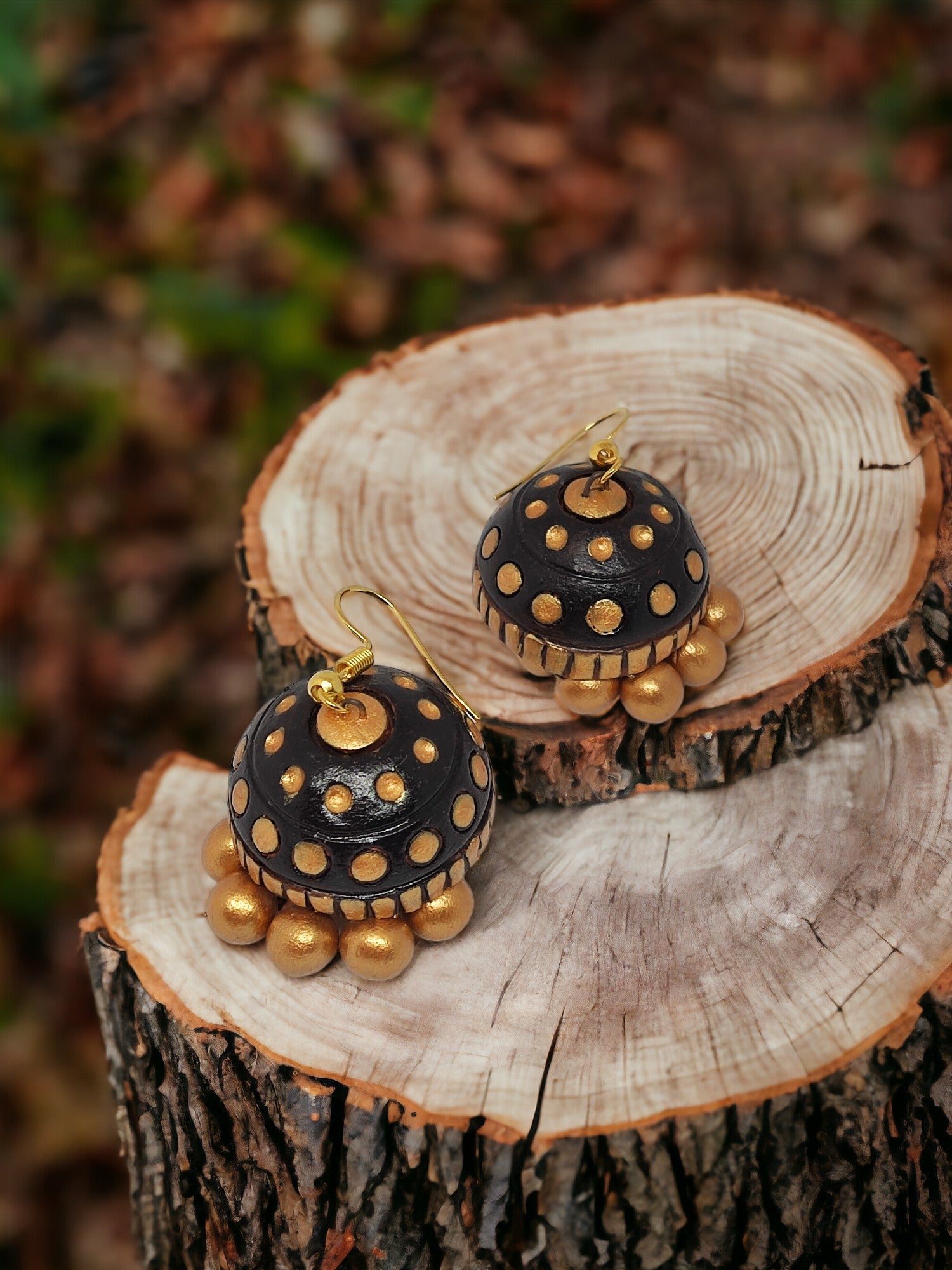 Black and Gold Terracotta Earrings