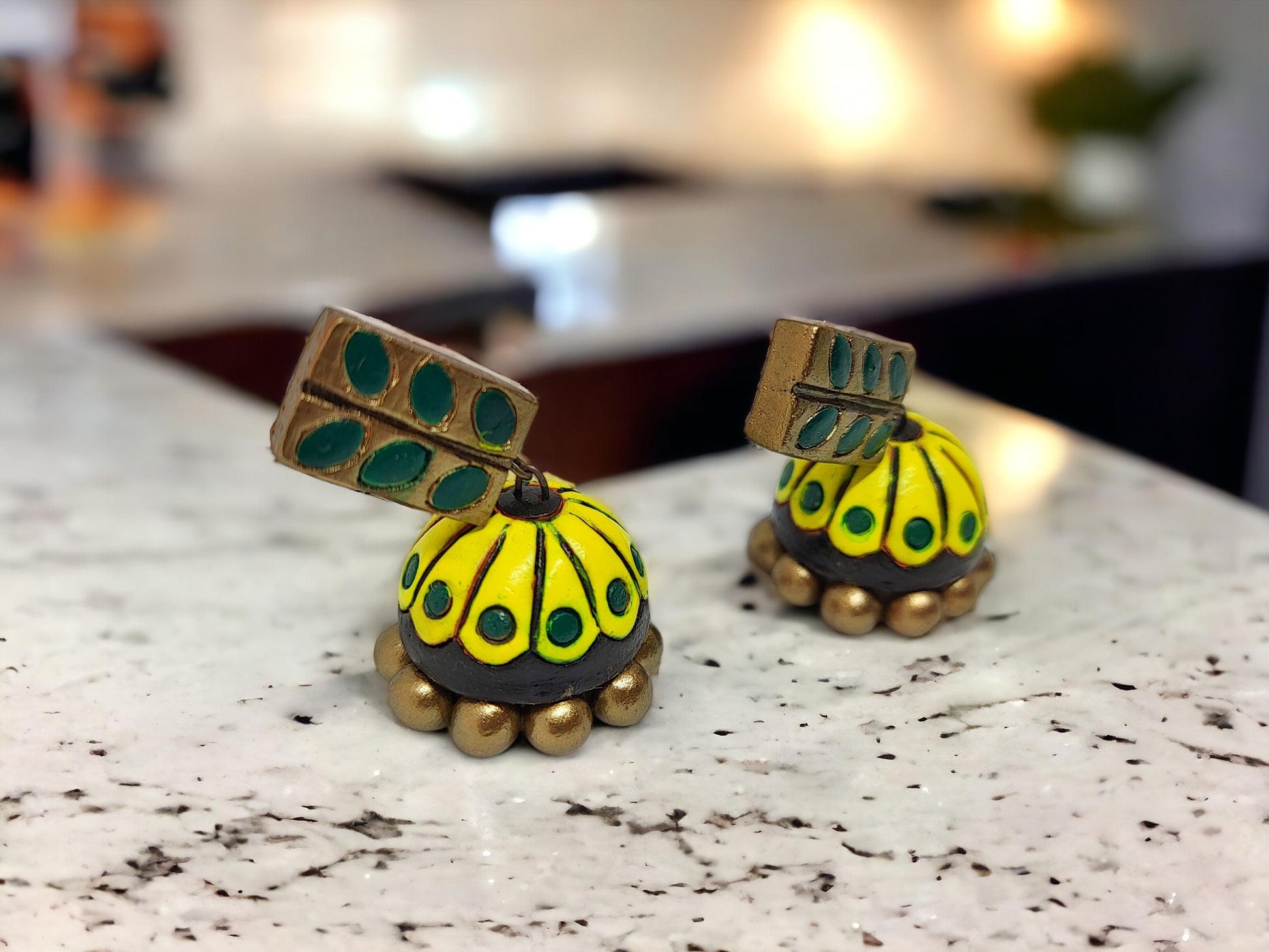 Indrani Jhumka terracotta earring for women. handmade and hand painted light weight and eco friendly jewelry