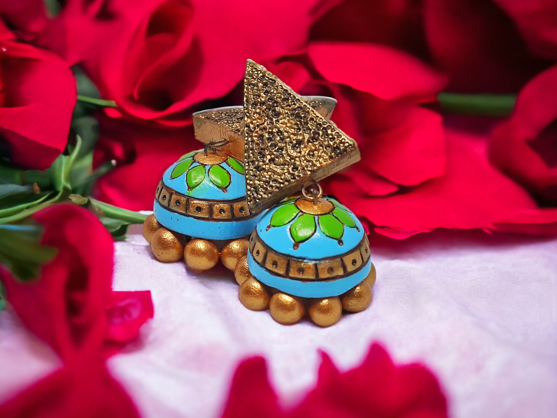 Nalini Jhumka terracotta earring for women. Light weight, eco friendly and handmade earring.