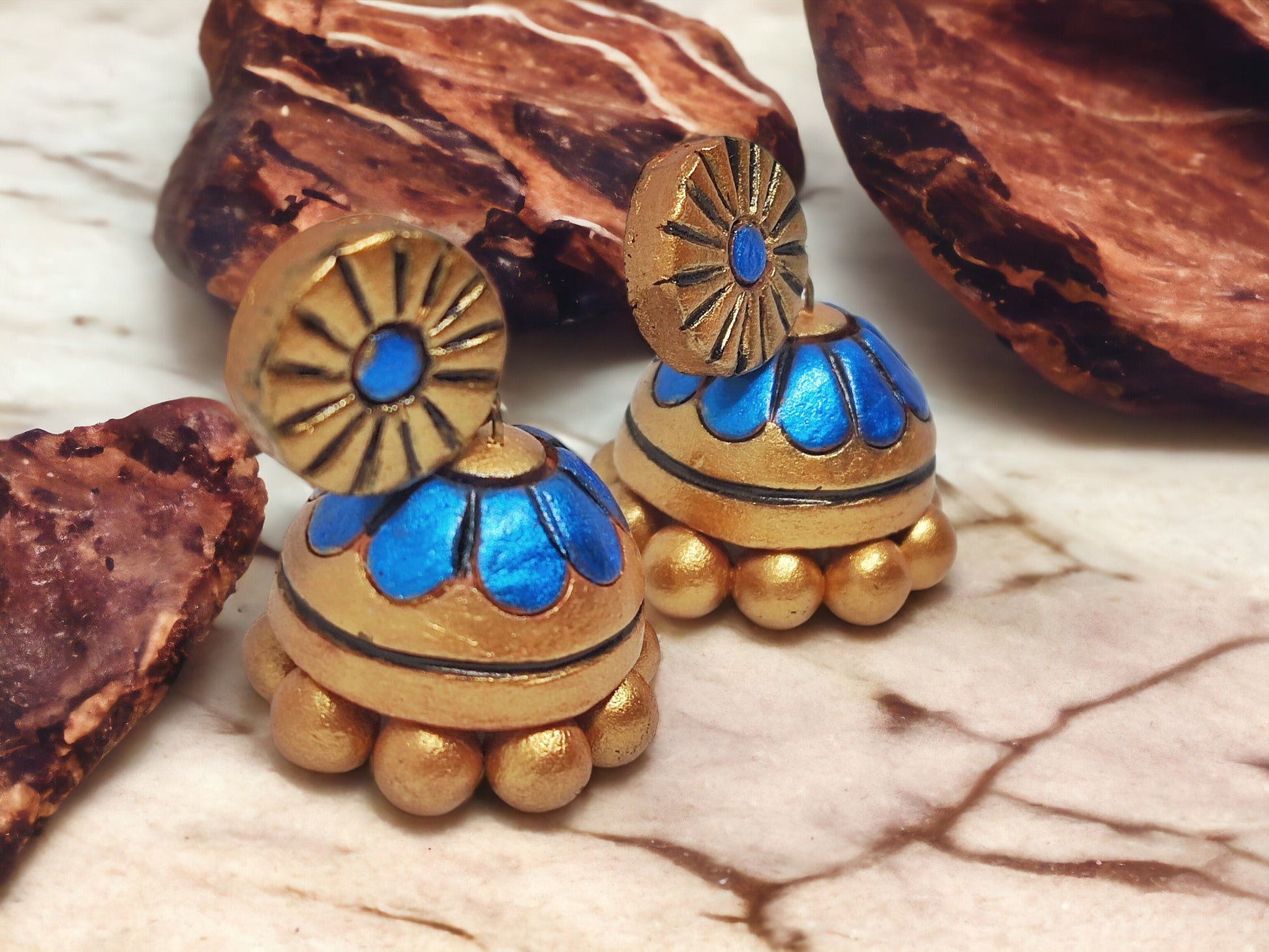 Jhumka terracotta earring for women. Light weight, eco friendly and handmade earring.