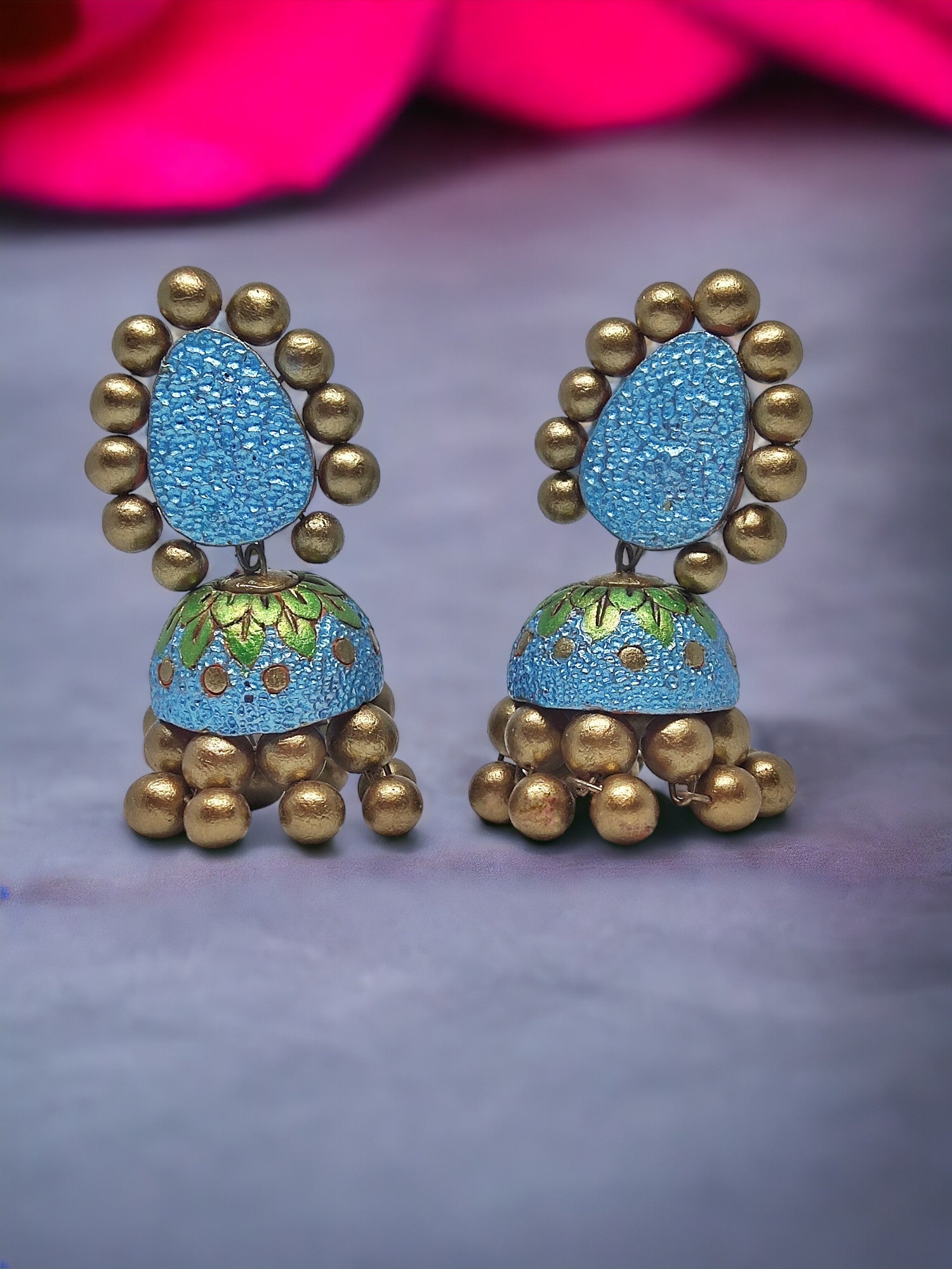 Lakshita Terracotta Jhumka earrings for women. long, stylish, eco friendly and light weight