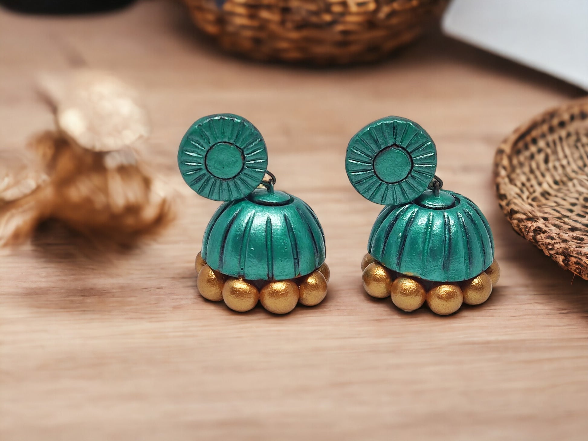 Sagarika Jhumka Terracotta Earrings for women. eco friendly and light weight