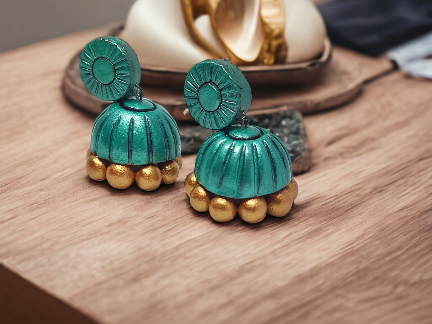 Sagarika Jhumka Terracotta Earrings for women. eco friendly and light weight