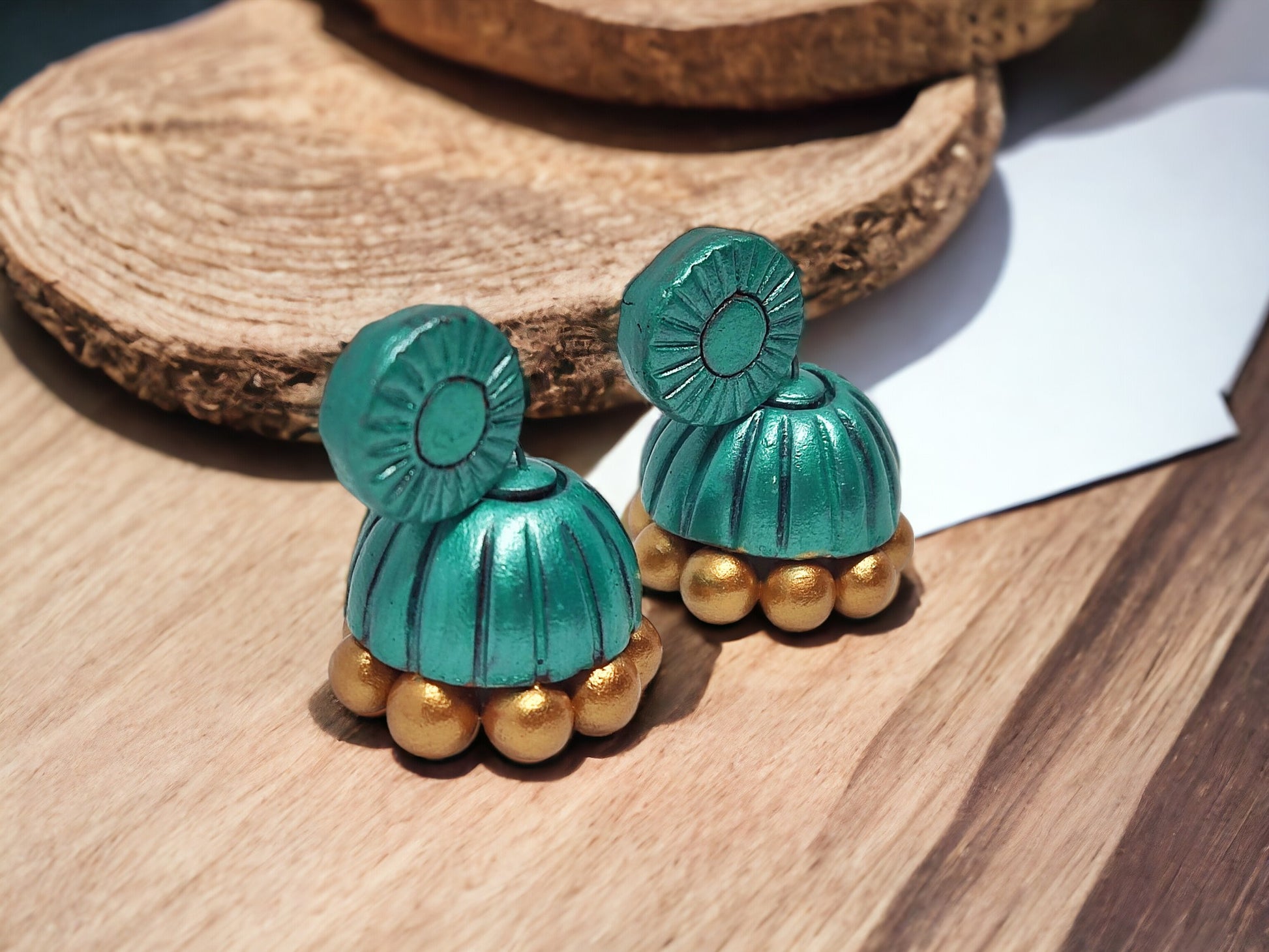 Sagarika Jhumka Terracotta Earrings for women. eco friendly and light weight