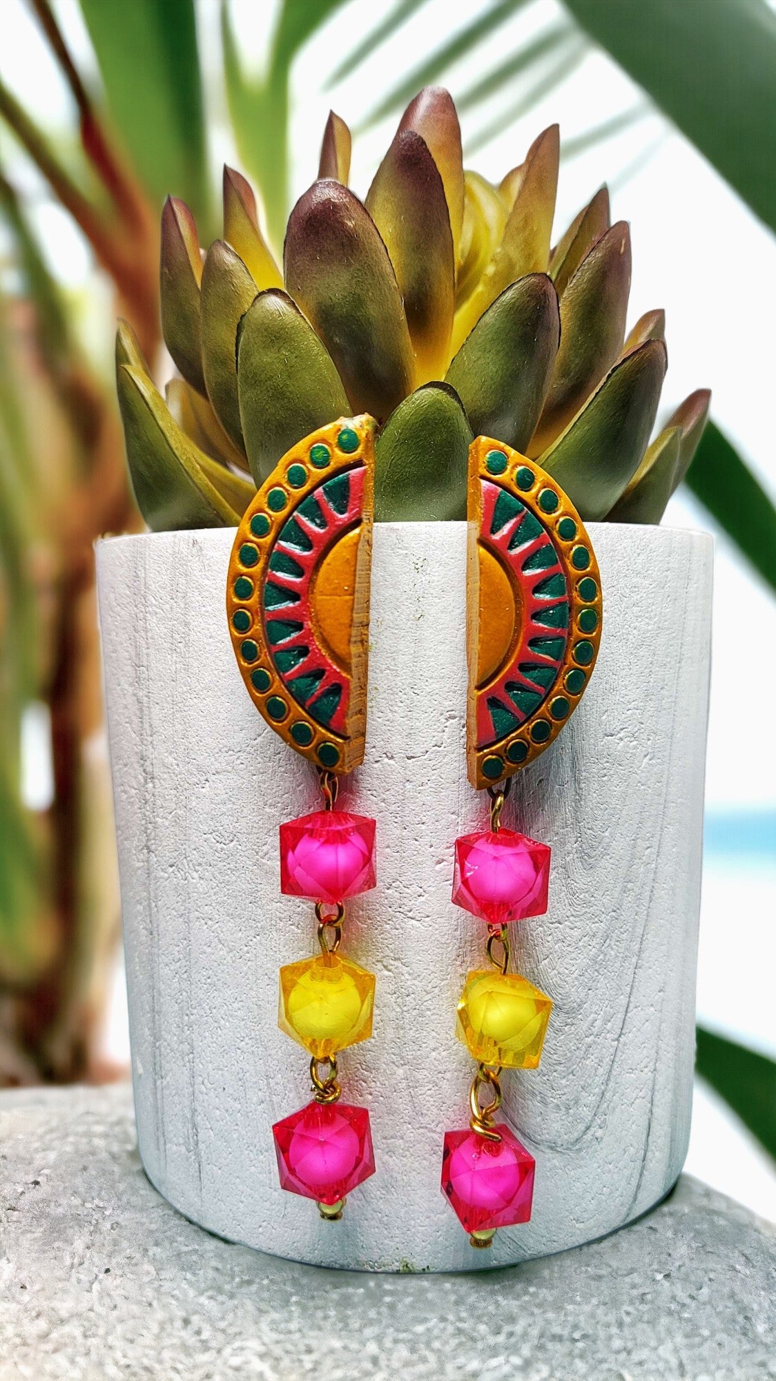 Terracotta Beaded Earring, light weight and multicolor