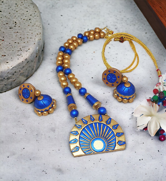 Dark Blue with bronze gold Terracotta set