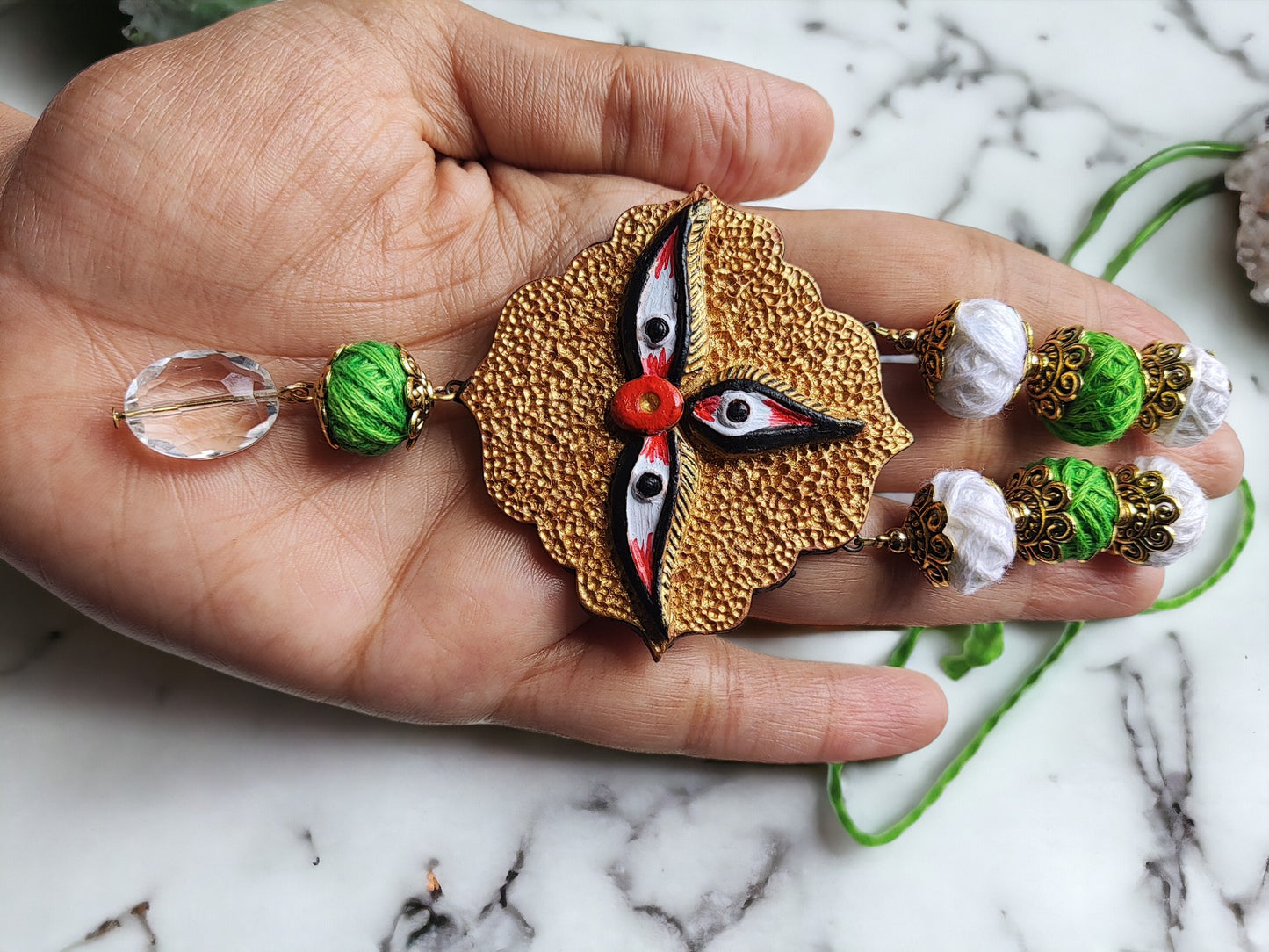 Durga pendant Terracotta jewellery set for women 