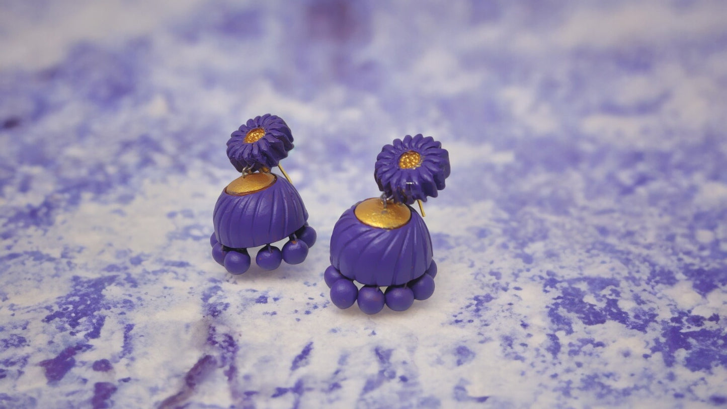 Lavender color, light purple color. Flower Terracotta Earring