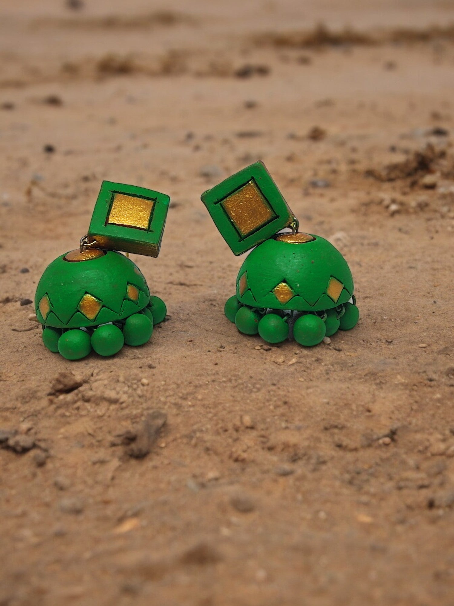 Parrot Green Terracotta Earring