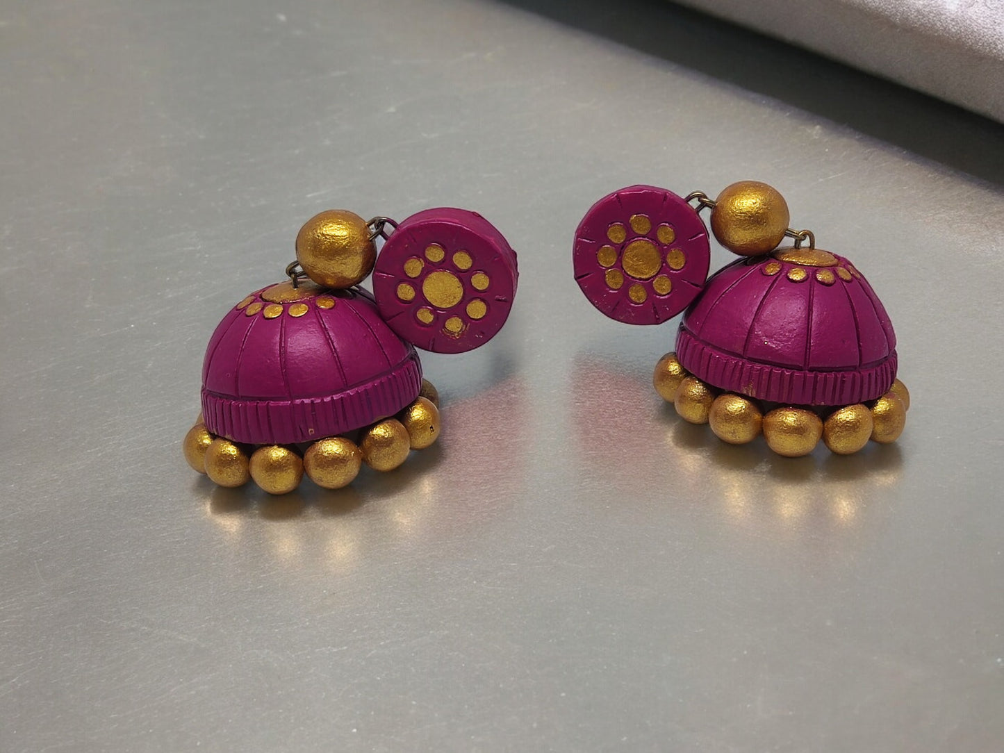 Pink Terracotta Jhumka Earrings