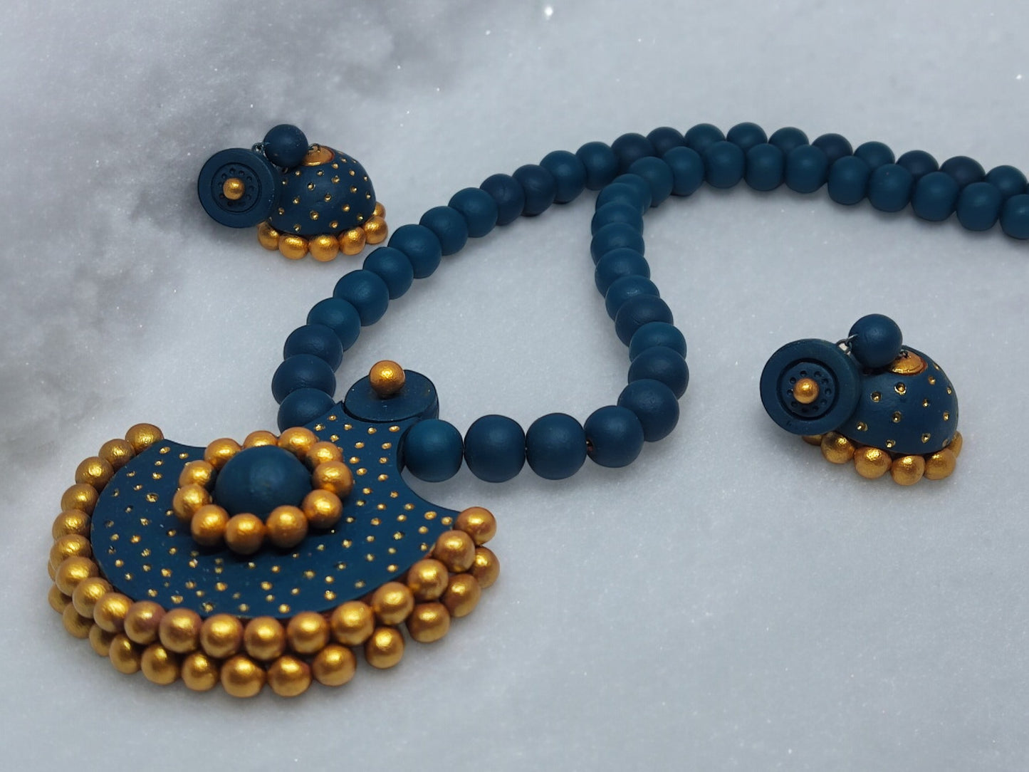 Peacock Blue Terracotta Jewelry set