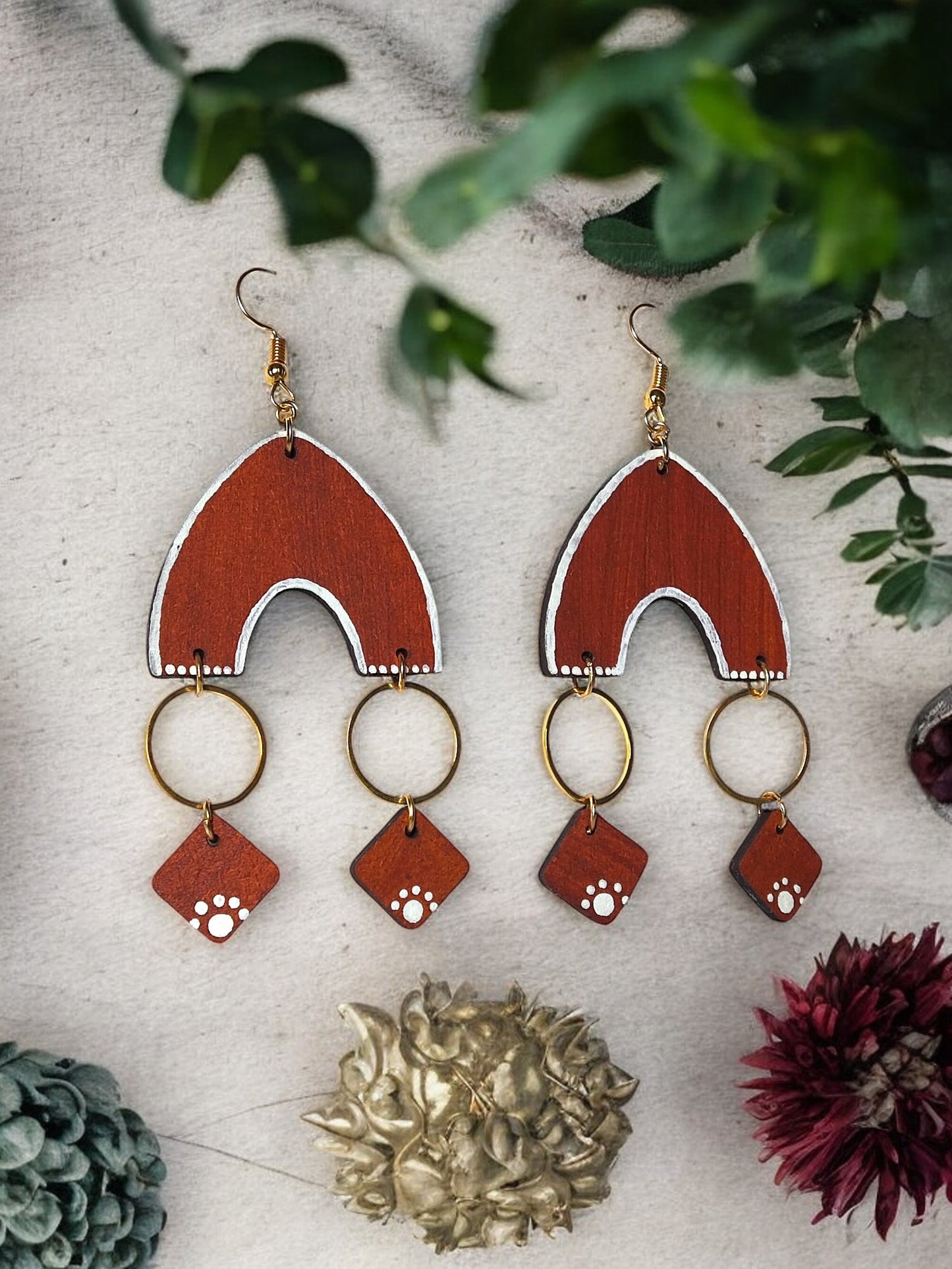 Brown Wooden Earring