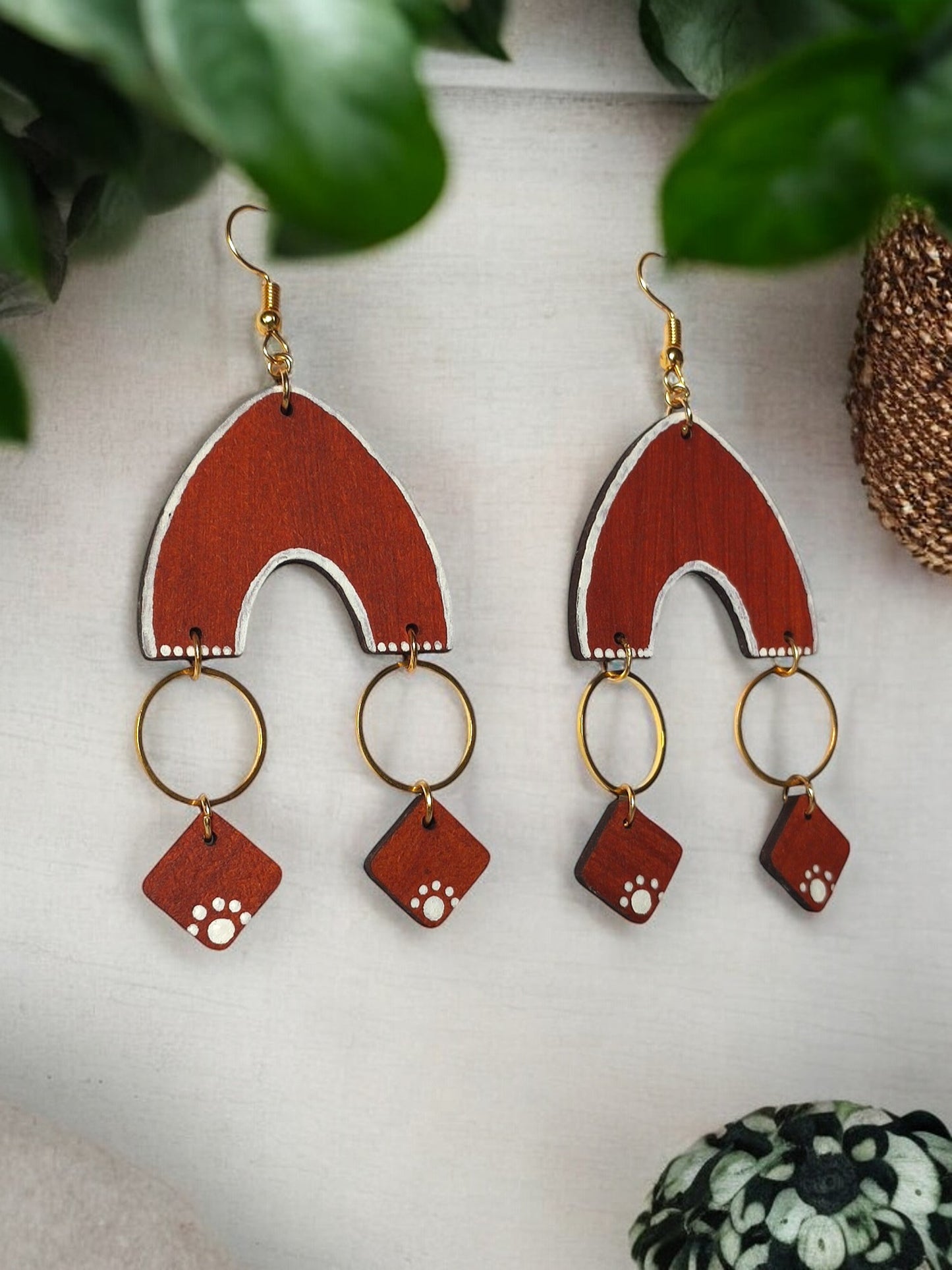 Brown Wooden Earring