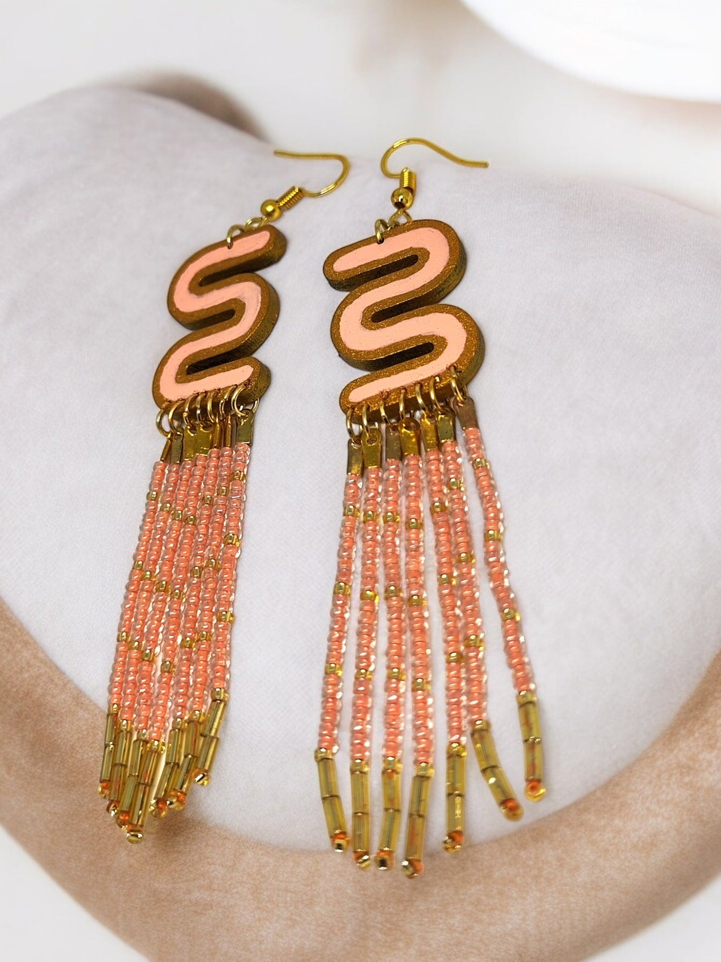 Peach Beaded Earring