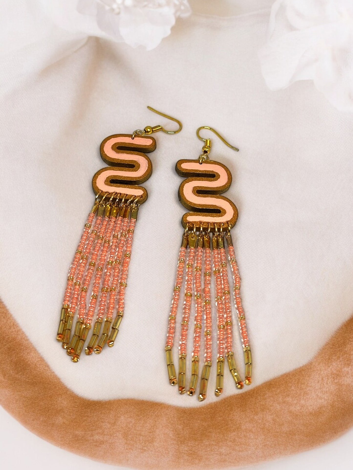 Peach Beaded Earring